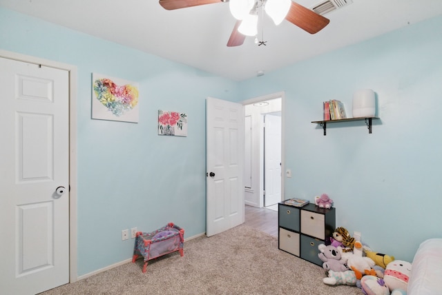 213 Lacewell St, Jacksboro, TX 76458 - game room featuring carpet, a ceiling fan, and baseboards