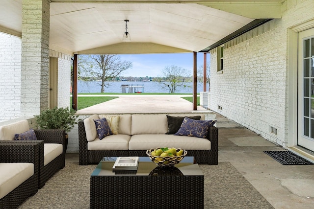 16030 Saint Paul Dr, Caney City, TX 75148 - view of patio with a water view and an outdoor living space