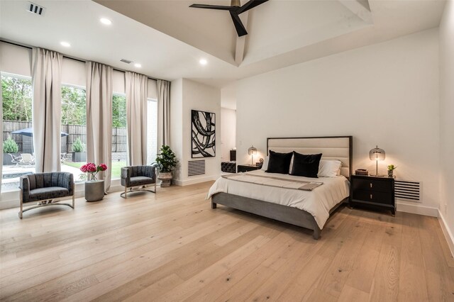 6075 Jordan Way, Frisco, TX 75034 - bedroom with light wood-style flooring, recessed lighting, and baseboards