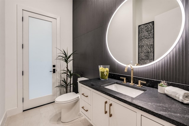 6075 Jordan Way, Frisco, TX 75034 - bathroom featuring vanity, toilet, and tile patterned floors
