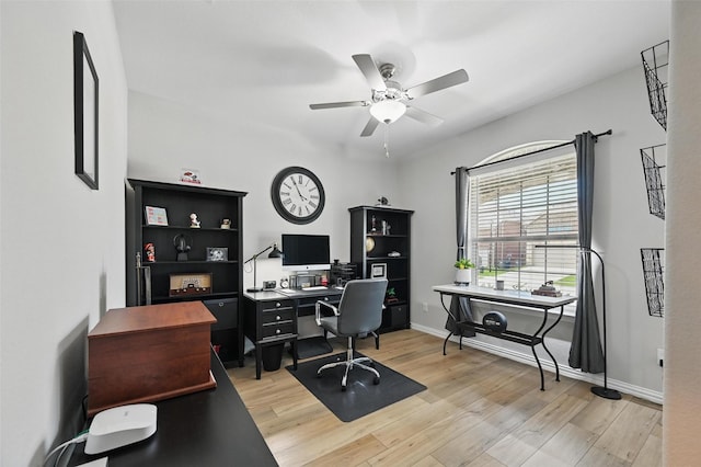 1229 Sequoia Ln, Princeton, TX 75407 - office featuring light wood finished floors, ceiling fan, and baseboards