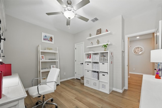 1229 Sequoia Ln, Princeton, TX 75407 - office featuring light wood-type flooring, ceiling fan, and baseboards