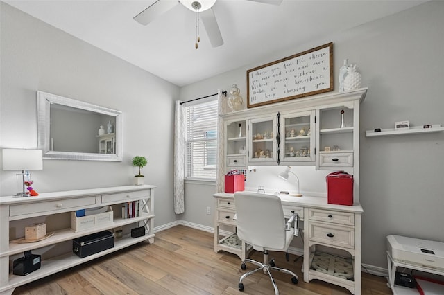 1229 Sequoia Ln, Princeton, TX 75407 - office space featuring ceiling fan, light wood finished floors, and baseboards