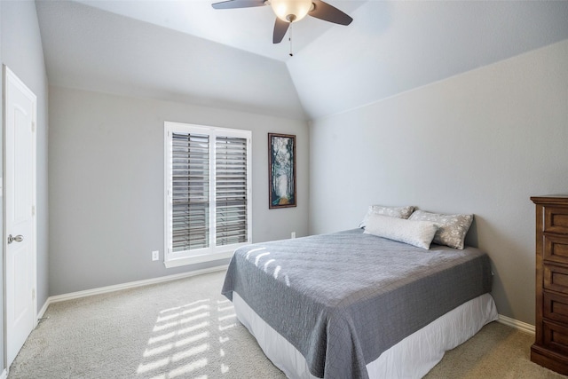7811 Keith Ln, Sachse, TX 75048 - bedroom featuring vaulted ceiling, light carpet, baseboards, and a ceiling fan