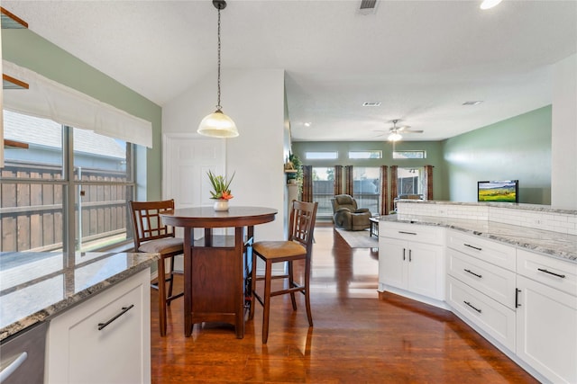 11505 Canoe Rd, Frisco, TX 75035 - dining area with plenty of natural light, dark wood-type flooring, ceiling fan, and recessed lighting