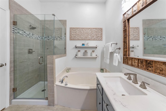 11505 Canoe Rd, Frisco, TX 75035 - full bathroom featuring a garden tub, vanity, and a stall shower