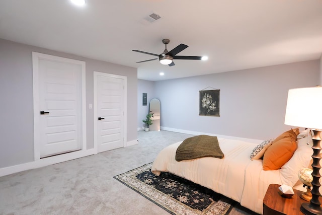 6519 Club Wood, Dallas, TX 75237 - bedroom featuring carpet, recessed lighting, a ceiling fan, and baseboards