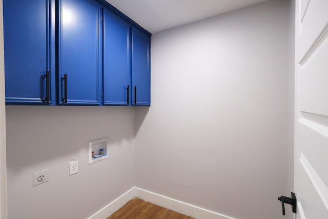 6519 Club Wood, Dallas, TX 75237 - washroom with cabinet space, electric dryer hookup, baseboards, hookup for a washing machine, and wood finished floors