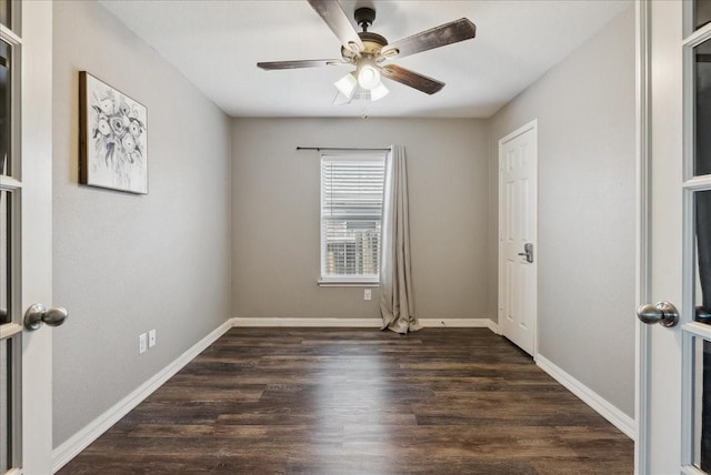 183 Dodge City Trl, Newark, TX 76071 - spare room featuring wood finished floors, a ceiling fan, and baseboards