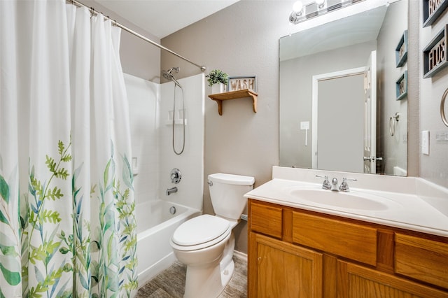 1405 Cardinal Way, Aubrey, TX 76227 - bathroom featuring vanity, shower / bath combo with shower curtain, toilet, and baseboards