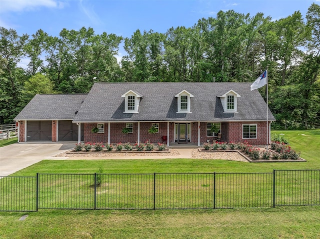 10443 County Road 3407, Brownsboro, TX 75756 - cape cod-style house with brick siding, concrete driveway, a garage, and roof with shingles