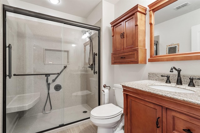 10443 County Road 3407, Brownsboro, TX 75756 - full bath featuring toilet, a stall shower, and vanity