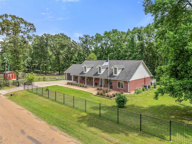 10443 County Road 3407, Brownsboro, TX 75756 - cape cod house with brick siding, concrete driveway, and covered porch