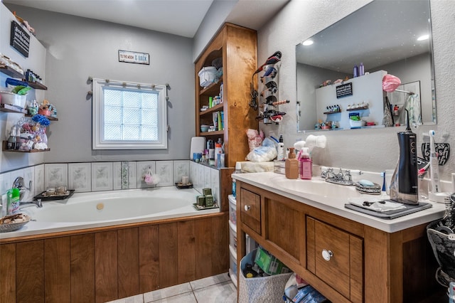 3622 Falls Dr, Dallas, TX 75211 - full bath with vanity, a garden tub, and tile patterned flooring