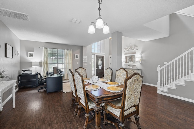 7113 Sundance Ln, Fort Worth, TX 76179 - dining space featuring wood finished floors, baseboards, stairway, and an office area