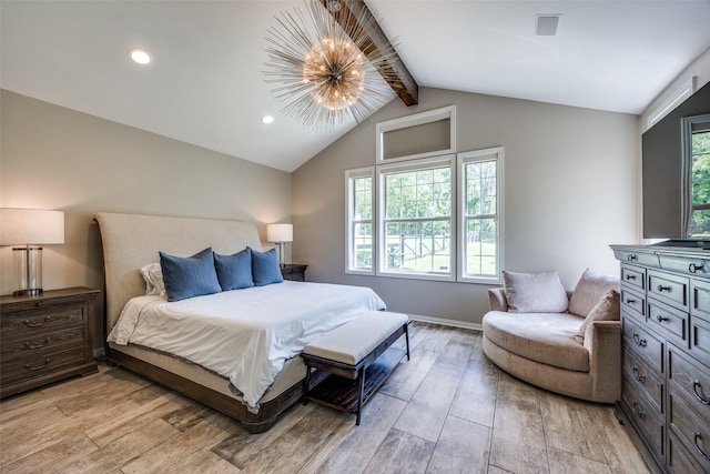 6801 Fm 2709, Athens, TX 75752 - bedroom with light wood finished floors, a chandelier, and recessed lighting