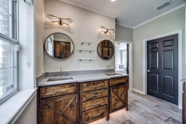 6801 Fm 2709, Athens, TX 75752 - full bath with double vanity, ornamental molding, wood finished floors, and baseboards