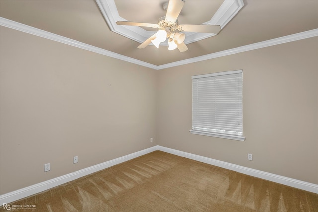 444 Grand Oaks Dr, Shreveport, LA 71106 - carpeted empty room with ceiling fan, ornamental molding, and baseboards