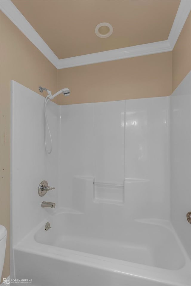444 Grand Oaks Dr, Shreveport, LA 71106 - full bath with toilet,  shower combination, and crown molding