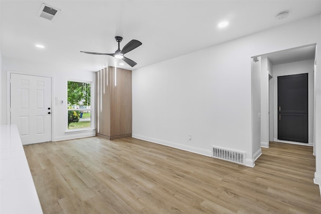 614 Edgedale, Dallas, TX 75232 - empty room featuring ceiling fan, light wood-style floors, baseboards, a smoke detector, and recessed lighting
