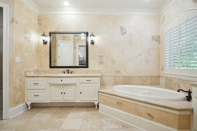 304 Van Oaks Dr, Colleyville, TX 76034 - full bath with a bath, crown molding, and vanity