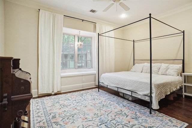 304 Van Oaks Dr, Colleyville, TX 76034 - bedroom featuring ornamental molding, wood finished floors, baseboards, and a ceiling fan
