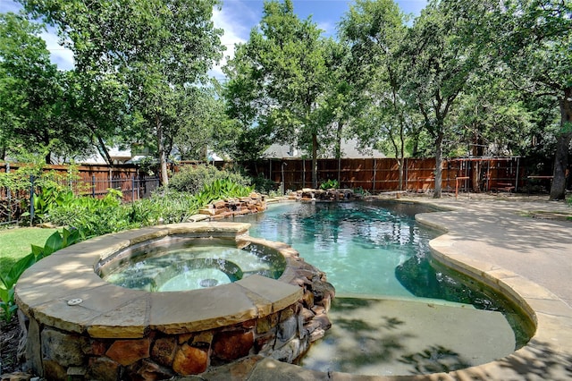 304 Van Oaks Dr, Colleyville, TX 76034 - view of pool with a fenced backyard, a patio area, and a pool with connected hot tub