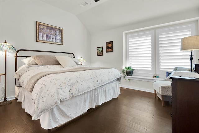 3736 Queen Rd, Sherman, TX 75090 - bedroom with dark wood finished floors, lofted ceiling, and baseboards