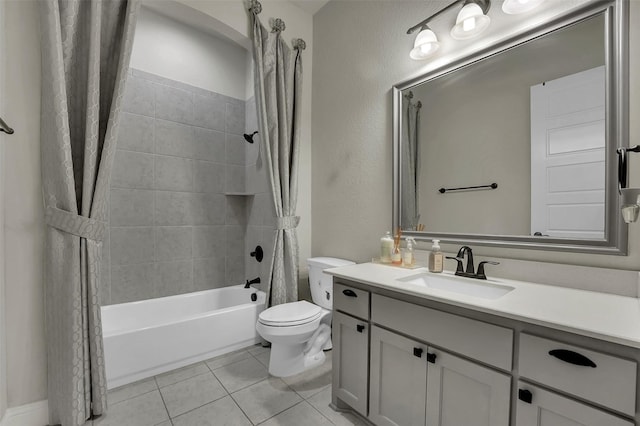 2800 Carrington Dr, Mansfield, TX 76063 - full bath featuring shower / bath combo, toilet, tile patterned floors, and vanity
