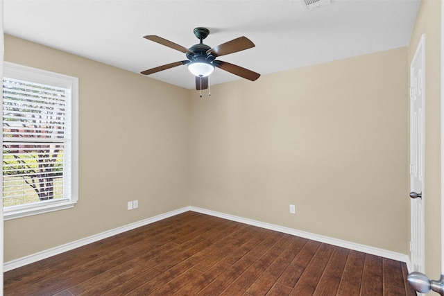 235 Carriage Dr, Willow Park, TX 76087 - empty room featuring baseboards, dark wood-style floors, and a ceiling fan
