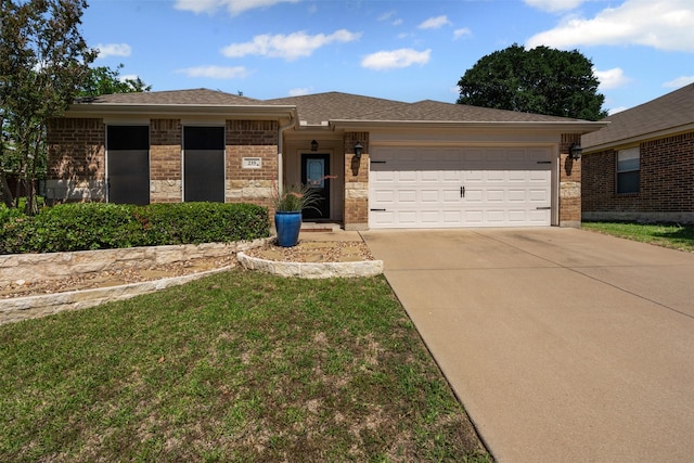 235 Carriage Dr, Willow Park, TX 76087 - view of front of property featuring driveway, an attached garage, brick siding, and a front lawn