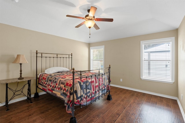 235 Carriage Dr, Willow Park, TX 76087 - bedroom featuring hardwood / wood-style flooring, baseboards, and ceiling fan