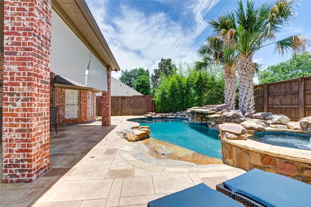 3401 Beckingham Ct, Flower Mound, TX 75022 - view of pool with an in-ground hot tub, a fenced backyard, and a patio area