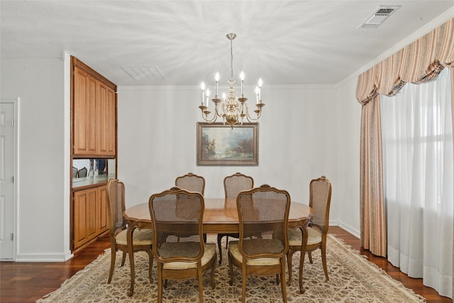 421 Olive Branch Rd, Brock, TX 76087 - dining space with a chandelier, dark wood finished floors, and baseboards