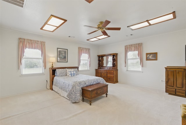 421 Olive Branch Rd, Brock, TX 76087 - bedroom with crown molding, carpet flooring, a ceiling fan, and baseboards