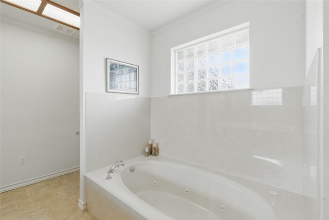 421 Olive Branch Rd, Brock, TX 76087 - bathroom with a tub with jets and crown molding