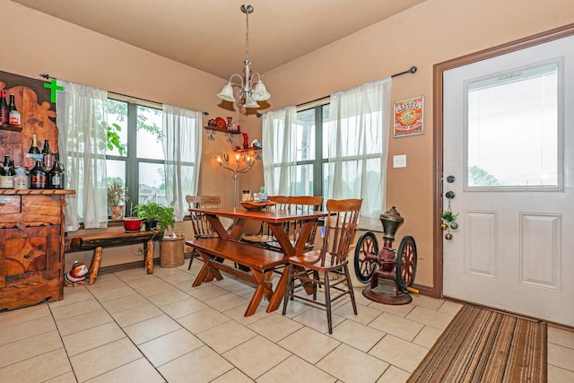 4109 Seminole Trl, Granbury, TX 76048 - dining space with a chandelier and light tile patterned floors