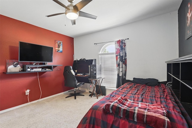 1417 Grassy Meadows Dr, Burleson, TX 76058 - carpeted bedroom featuring a ceiling fan and an office area