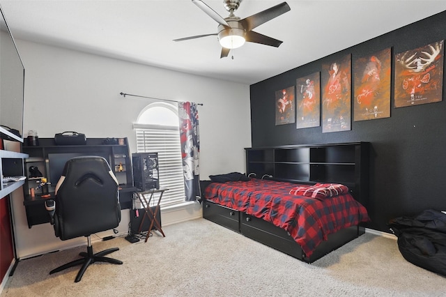1417 Grassy Meadows Dr, Burleson, TX 76058 - bedroom with carpet floors, a desk, baseboards, and a ceiling fan