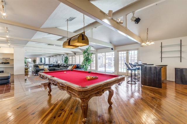 3984 Goodfellow Dr, Dallas, TX 75229 - rec room featuring track lighting, hardwood / wood-style flooring, and billiards table