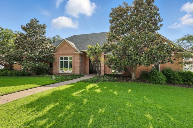 5020 Still Meadow Dr, Fort Worth, TX 76132 - view of front of home featuring brick siding, a front yard, and a shingled roof