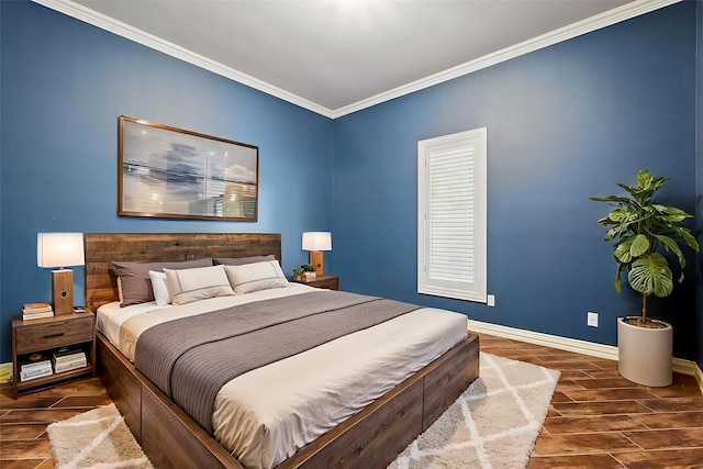 5020 Still Meadow Dr, Fort Worth, TX 76132 - bedroom with baseboards, ornamental molding, and wood finished floors