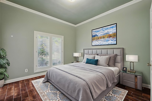 5020 Still Meadow Dr, Fort Worth, TX 76132 - bedroom with ornamental molding, baseboards, and dark wood finished floors