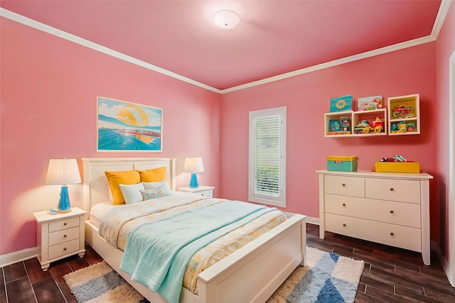 5020 Still Meadow Dr, Fort Worth, TX 76132 - bedroom featuring dark wood-style floors, ornamental molding, and baseboards