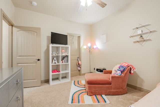 3547 County Road 1092, Celeste, TX 75423 - sitting room featuring a ceiling fan, carpet, and baseboards