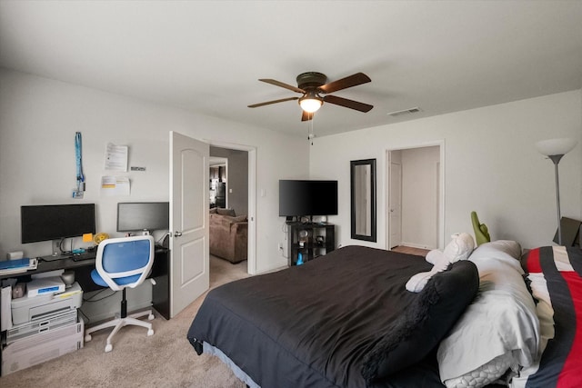 113 Hamilton Way, Venus, TX 76084 - bedroom featuring light carpet, a desk, and ceiling fan