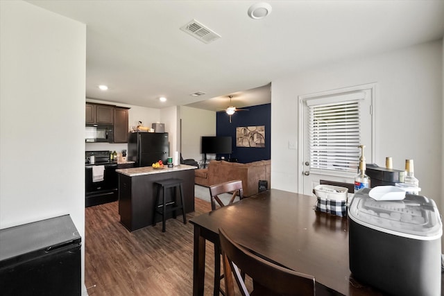 113 Hamilton Way, Venus, TX 76084 - dining area with dark wood finished floors, a ceiling fan, and recessed lighting