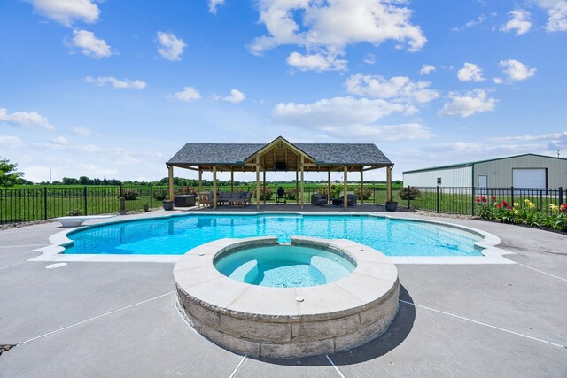 18818 Webb Ln, Nevada, TX 75173 - view of swimming pool with a gazebo, a pool with connected hot tub, and a patio