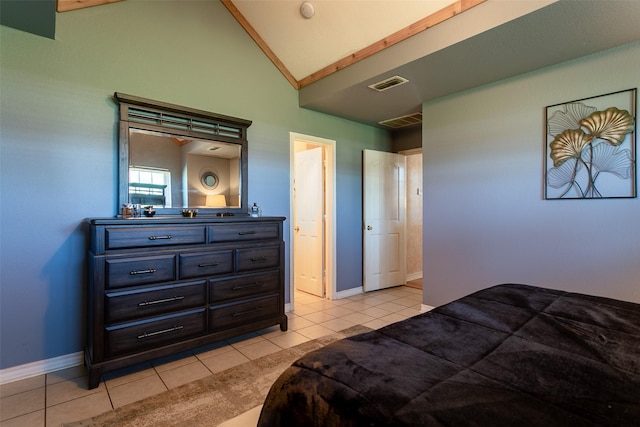 279 County Road 3470, Paradise, TX 76073 - bedroom featuring light tile patterned floors, baseboards, and high vaulted ceiling