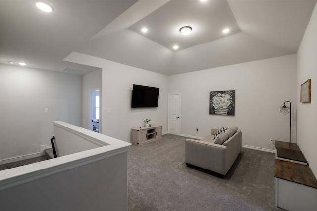 664 Fletcher Dr, Fate, TX 75087 - living room featuring recessed lighting, dark colored carpet, and baseboards